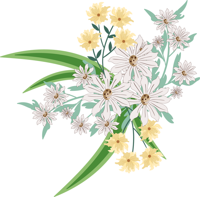 Yellow and white flowers group.